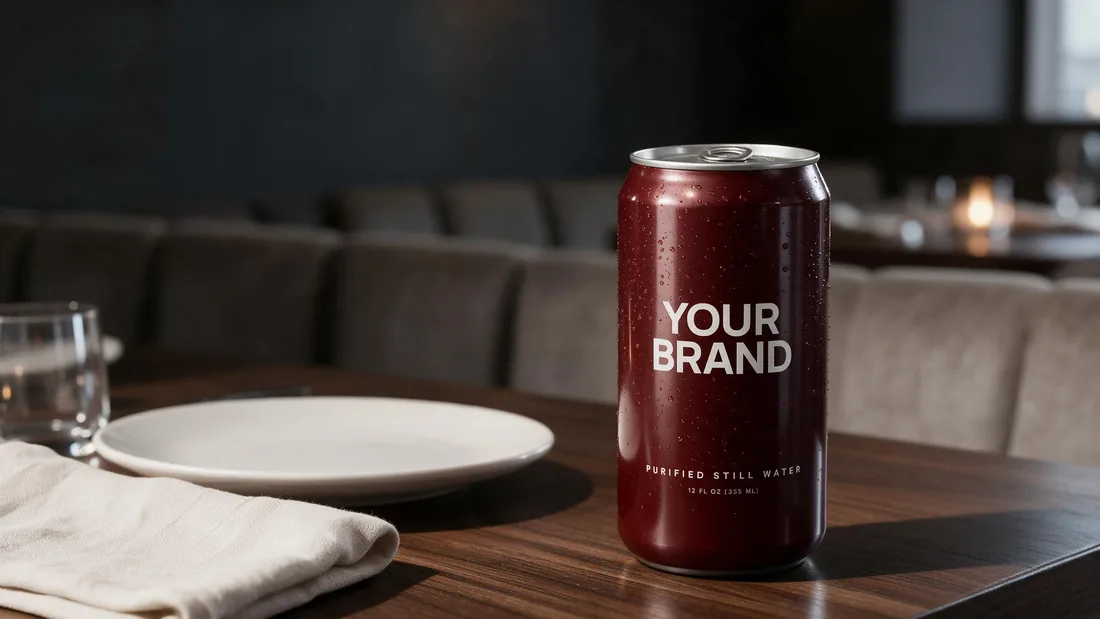 Burgundy Shabot can on a restaurant table