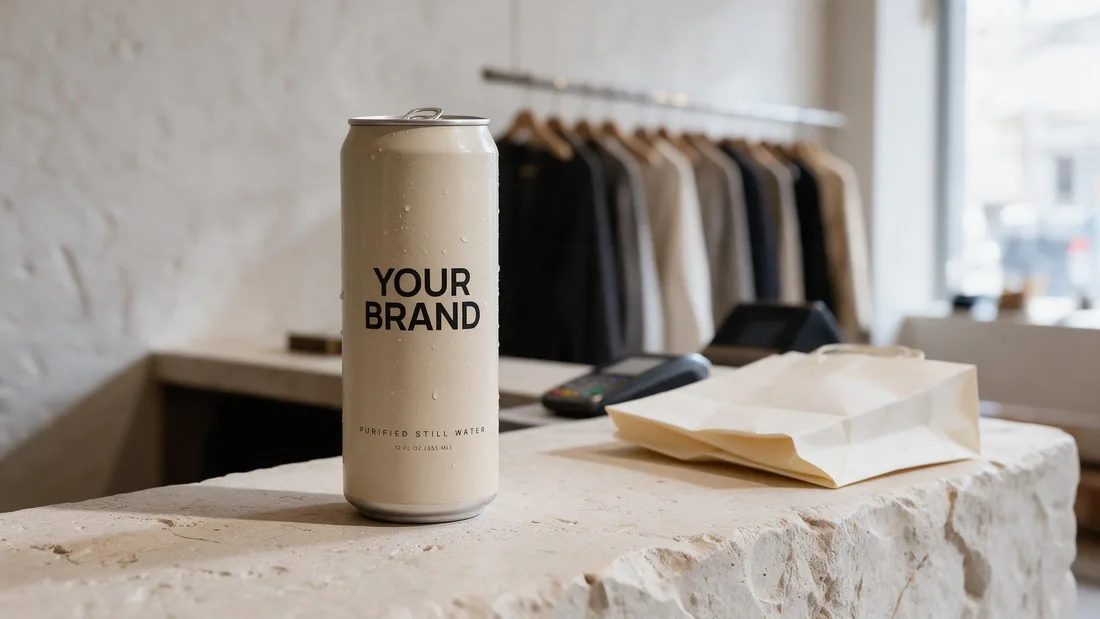 Sand Shabot can on a boutique counter