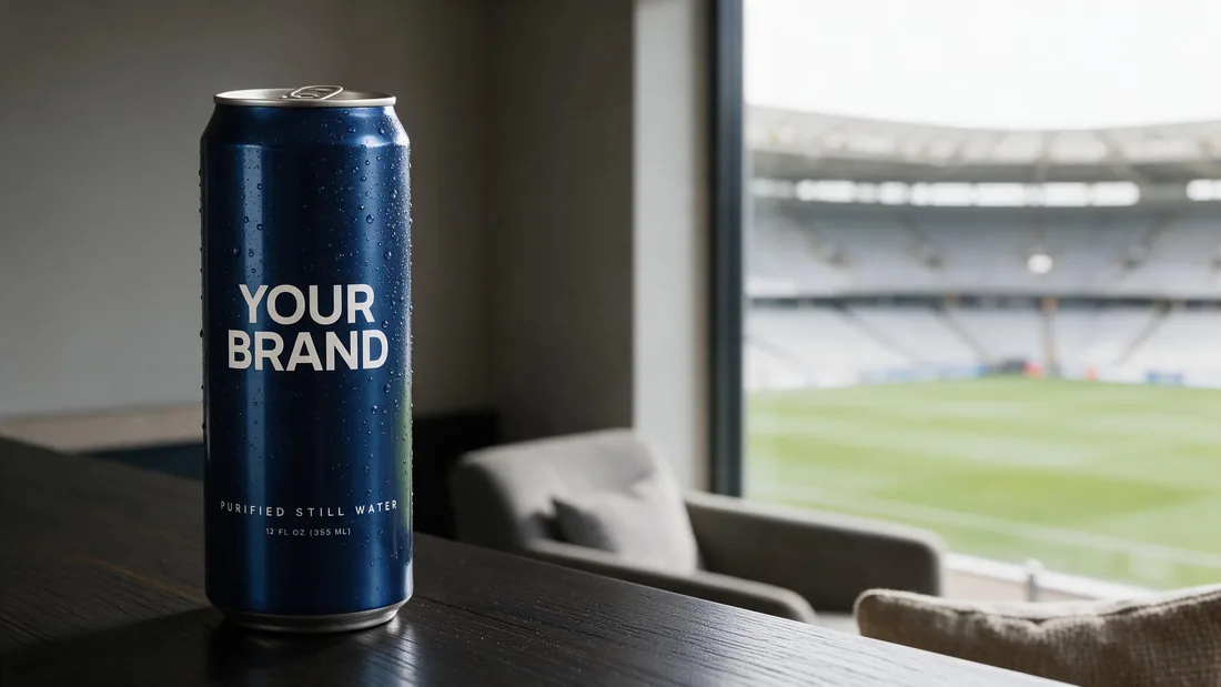 Navy Shabot can in a stadium suite above the pitch